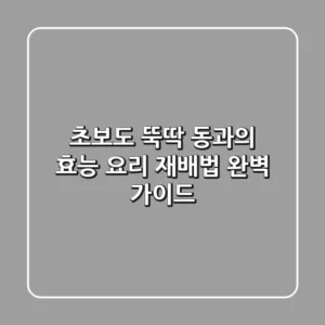 초보도 뚝딱 동과의 효능 요리 재배법 완벽 가이드