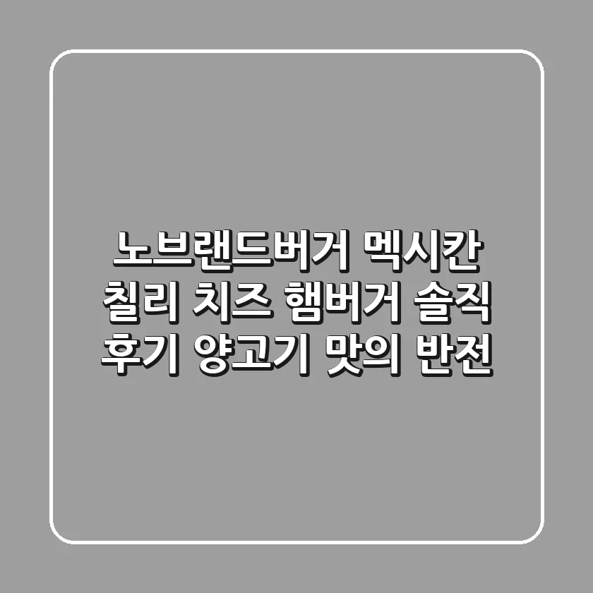노브랜드버거 멕시칸 칠리 치즈 햄버거 솔직 후기 양고기 맛의 반전