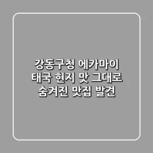 강동구청 에카마이: 태국 현지 맛 그대로! 숨겨진 맛집 발견!