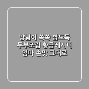 양념이 쏙쏙! 밥도둑 두부조림 황금레시피, 엄마 손맛 그대로!