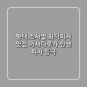 평택 소사벌 화덕피자 맛집: 까사디루카, 인생 피자 등극! 🍕