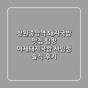 창원중앙역 돼지국밥 맛집 탐방: 아제돼지국밥 사림점 솔직 후기