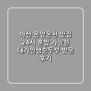 아산 온양온천 맛집, 24시 혼밥 가능한 대가인생순두부 방문 후기