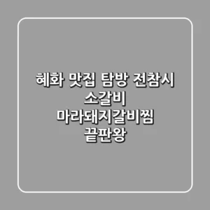 혜화 맛집 탐방! 전참시 소갈비 마라돼지갈비찜 끝판왕
