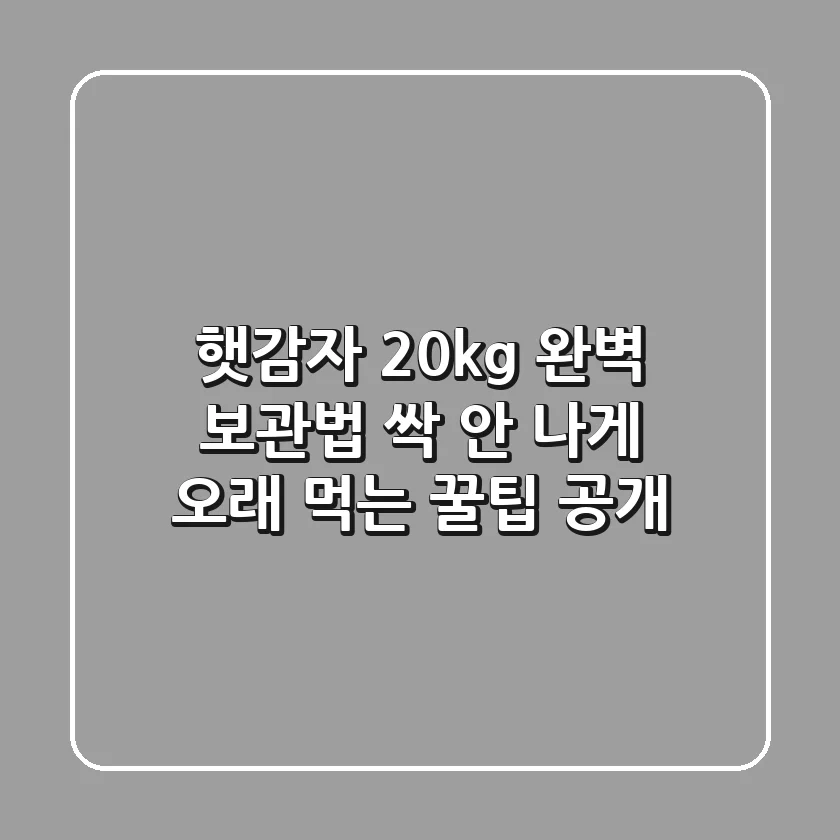 햇감자 20kg 완벽 보관법 & 싹 안 나게 오래 먹는 꿀팁 공개!