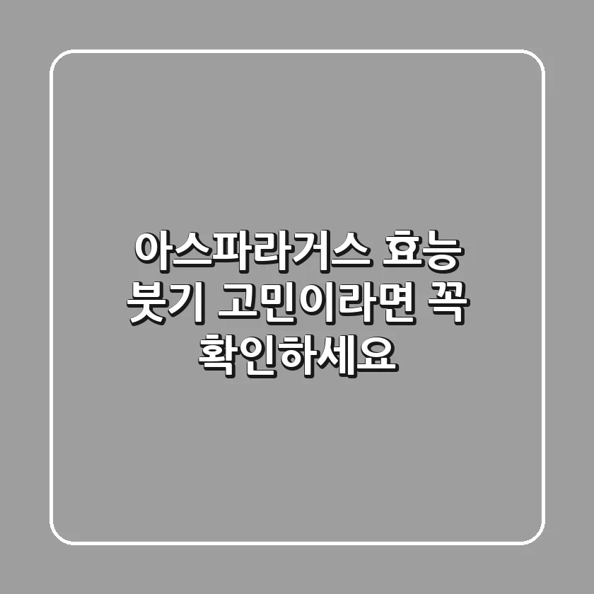 아스파라거스 효능, 붓기 고민이라면 꼭 확인하세요!