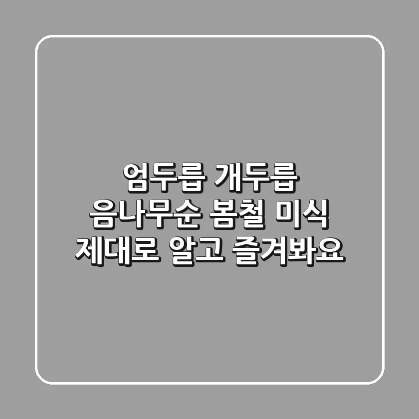 엄두릅, 개두릅, 음나무순? 봄철 미식, 제대로 알고 즐겨봐요!
