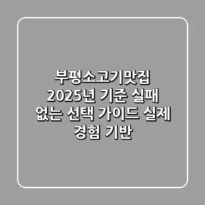 부평소고기맛집, 2025년 기준 실패 없는 선택 가이드 (실제 경험 기반)