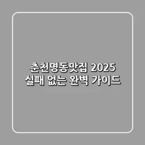 춘천명동맛집, 2025 실패 없는 완벽 가이드