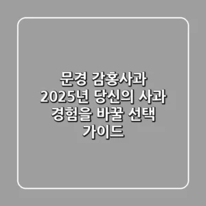 문경 감홍사과, 2025년 당신의 사과 경험을 바꿀 선택 가이드