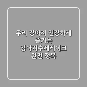 우리 강아지, 건강하게 즐기는 강아지수제케이크 완전 정복!