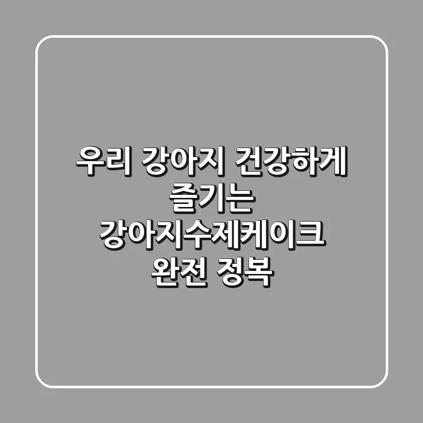 우리 강아지, 건강하게 즐기는 강아지수제케이크 완전 정복!