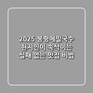 2025 봉평메밀국수: 현지인이 속삭이는 실패 없는 맛집 비법