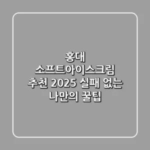 홍대 소프트아이스크림 추천 2025: 실패 없는 나만의 꿀팁