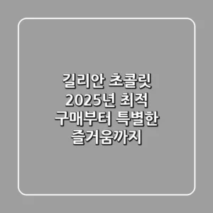 길리안 초콜릿, 2025년 최적 구매부터 특별한 즐거움까지!