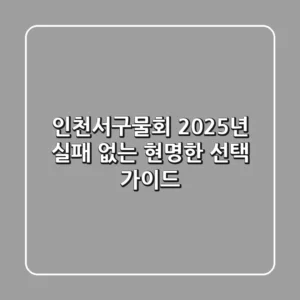 인천서구물회, 2025년 실패 없는 현명한 선택 가이드