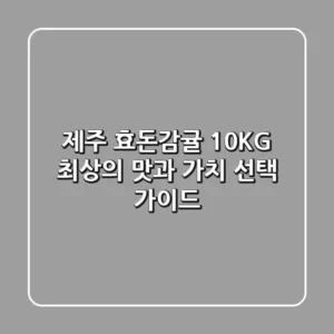 제주 효돈감귤 10KG: 최상의 맛과 가치 선택 가이드
