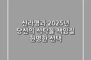 신라명과, 2025년 당신의 식탁을 책임질 현명한 선택!