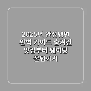 2025년 안성냉면 완벽 가이드: 숨겨진 맛집부터 웨이팅 꿀팁까지!