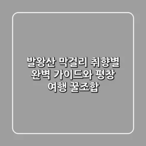 발왕산 막걸리: 취향별 완벽 가이드와 평창 여행 꿀조합