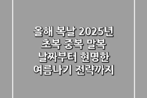 올해 복날, 2025년 초복 중복 말복 날짜부터 현명한 여름나기 전략까지!