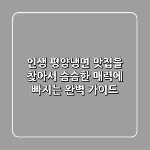 인생 평양냉면 맛집을 찾아서: 슴슴한 매력에 빠지는 완벽 가이드