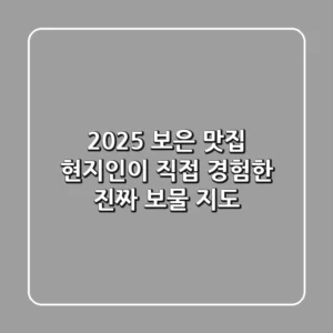 2025 보은 맛집, 현지인이 직접 경험한 진짜 보물 지도