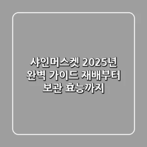 샤인머스켓, 2025년 완벽 가이드: 재배부터 보관, 효능까지!