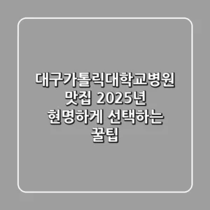 대구가톨릭대학교병원 맛집, 2025년 현명하게 선택하는 꿀팁!