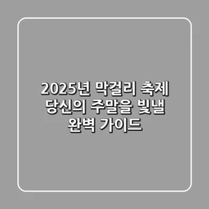 2025년 막걸리 축제, 당신의 주말을 빛낼 완벽 가이드