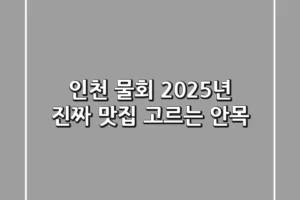 인천 물회, 2025년 진짜 맛집 고르는 안목!