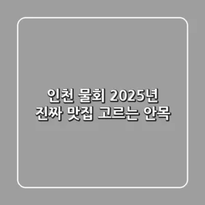 인천 물회, 2025년 진짜 맛집 고르는 안목!