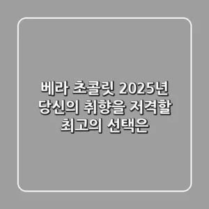 베라 초콜릿, 2025년 당신의 취향을 저격할 최고의 선택은?