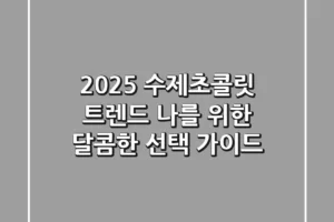 2025 수제초콜릿 트렌드: 나를 위한 달콤한 선택 가이드