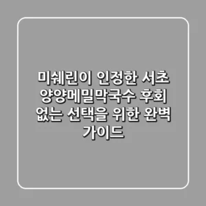 미쉐린이 인정한 서초 양양메밀막국수, 후회 없는 선택을 위한 완벽 가이드